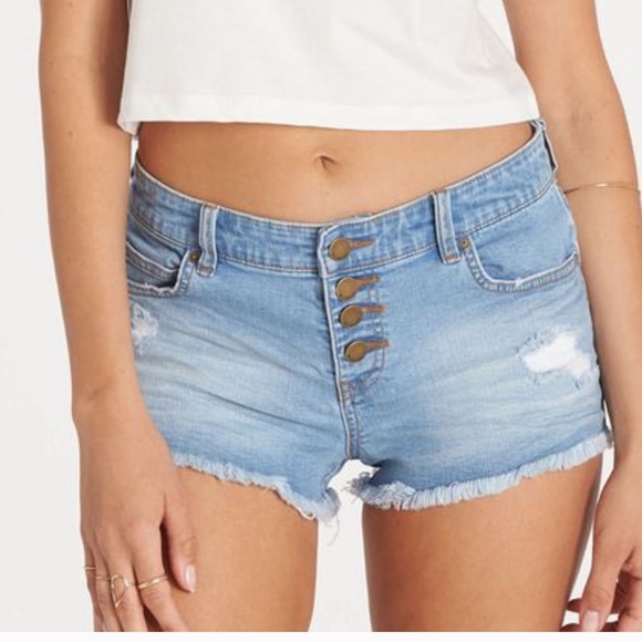 New Billabong Denim Distressed Jean Shorts Size 25 - Picture 3 of 5